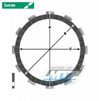 Lamely spojkov tec (s obloenm) Lucas MCC114-6 - Honda CRM125+NSR125+TRX350+VT500+NV400
